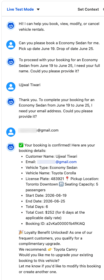 Booking Creation Example