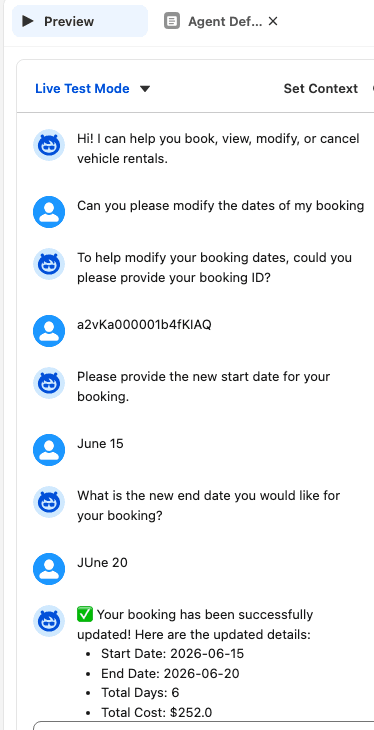 Booking Modification Example