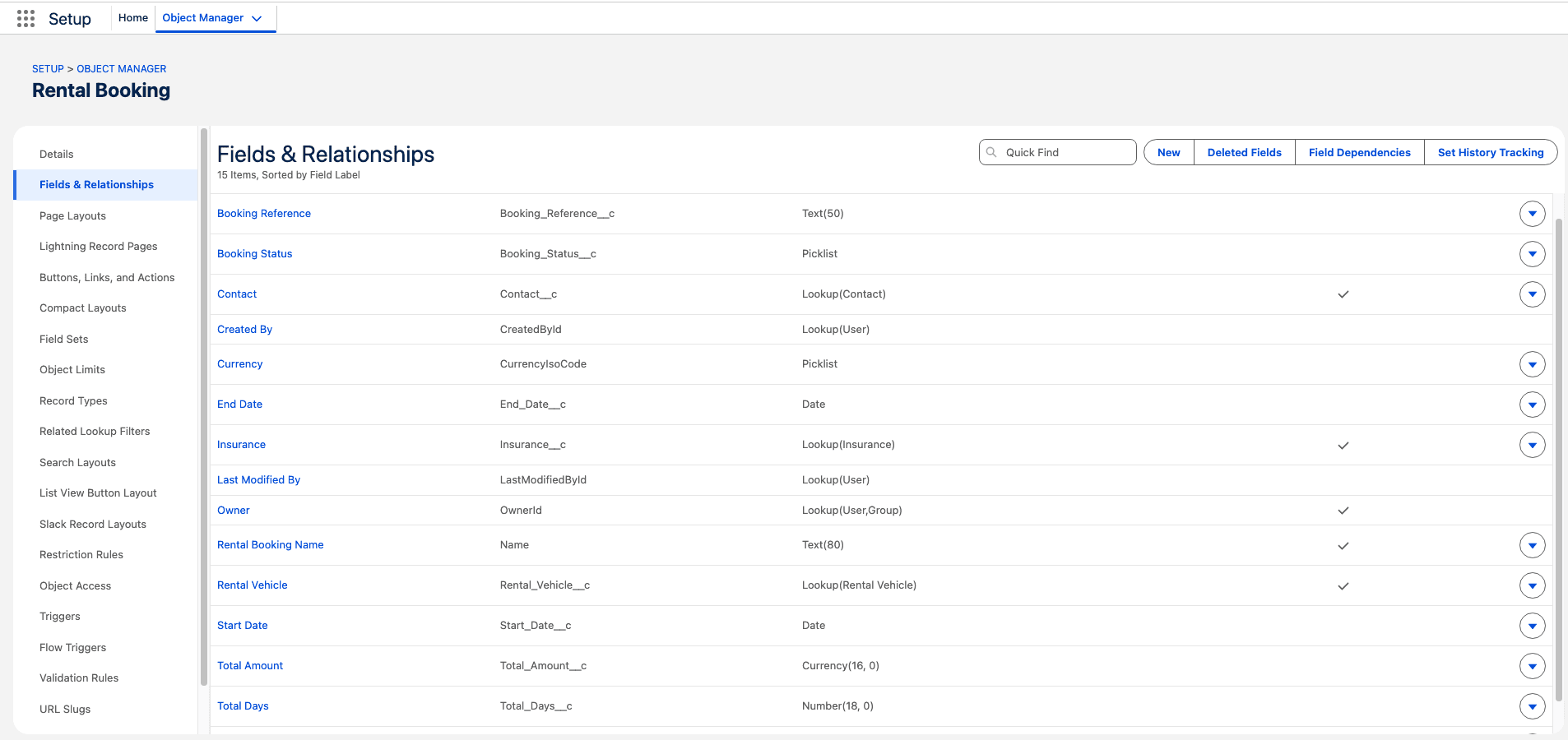 Rental Booking Schema